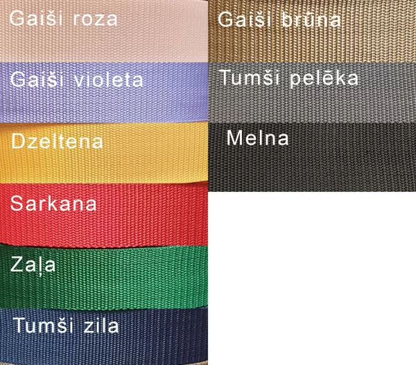 2cm un 4cm platām kakla siksnām;  2cm platām pavadām